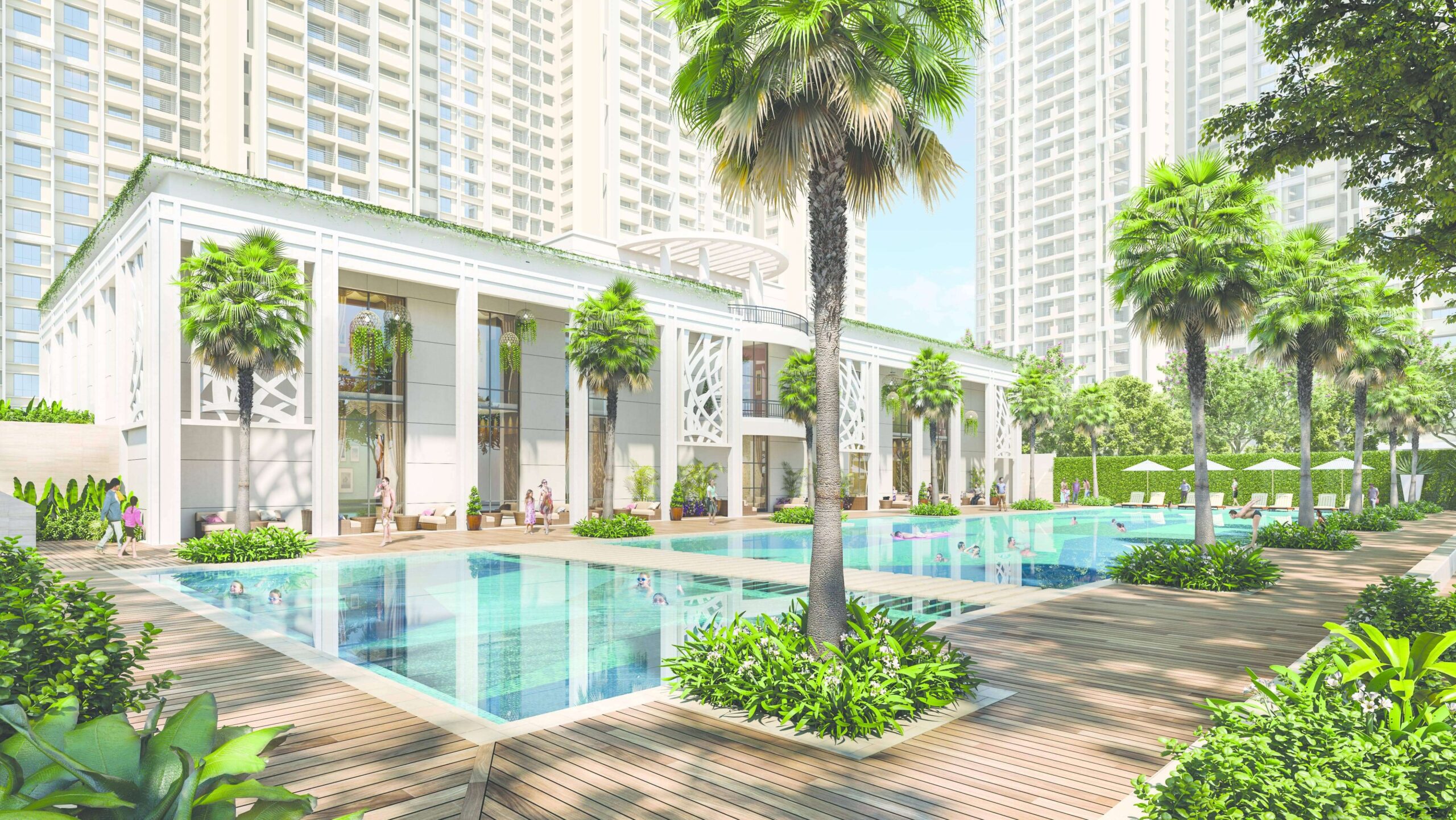 Clubhouse swimming pool at Embassy Park Panvel