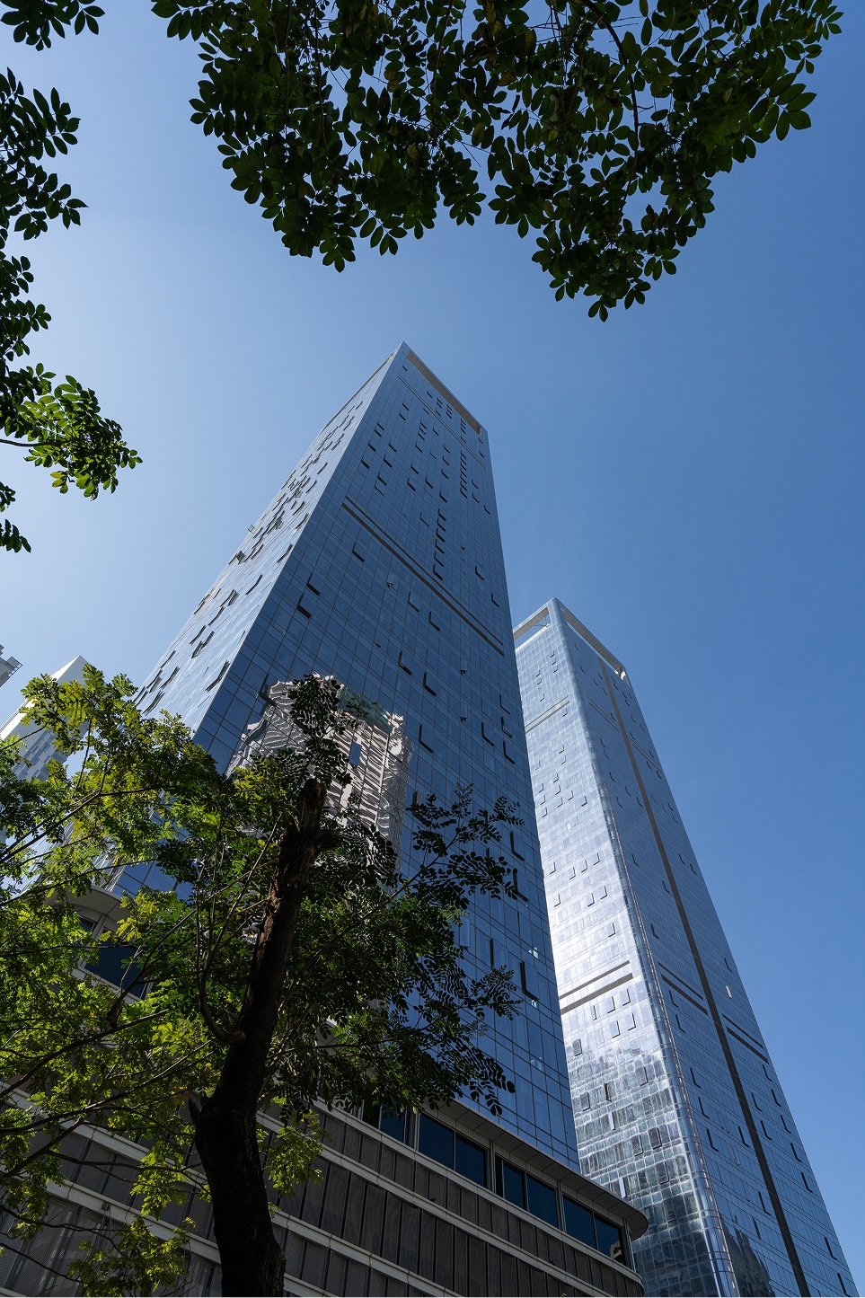 Landscaped gardens and towers at Blu Estate & Club