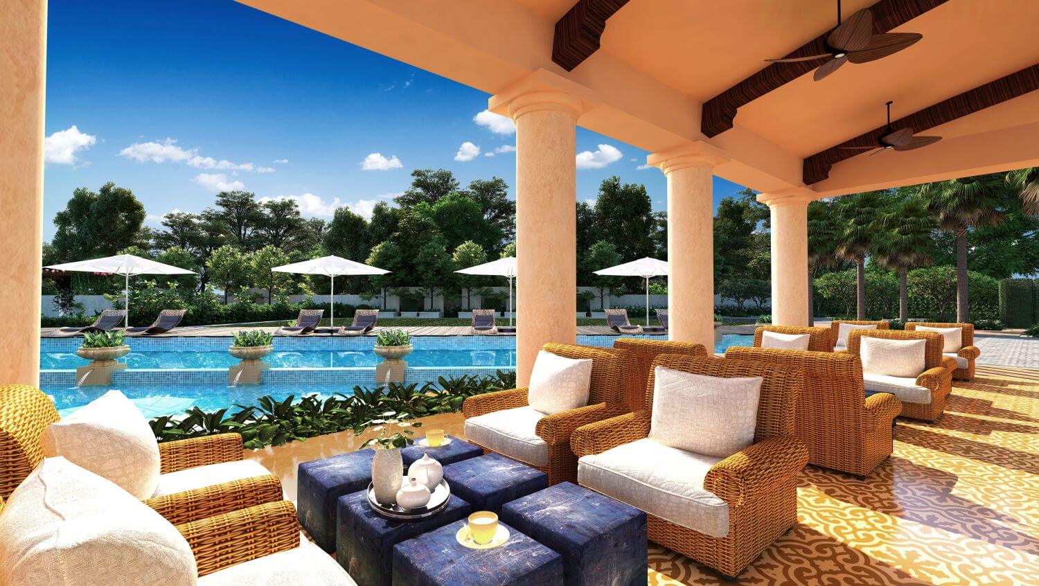 Clubhouse verandah overlooking the greens at Golf City
