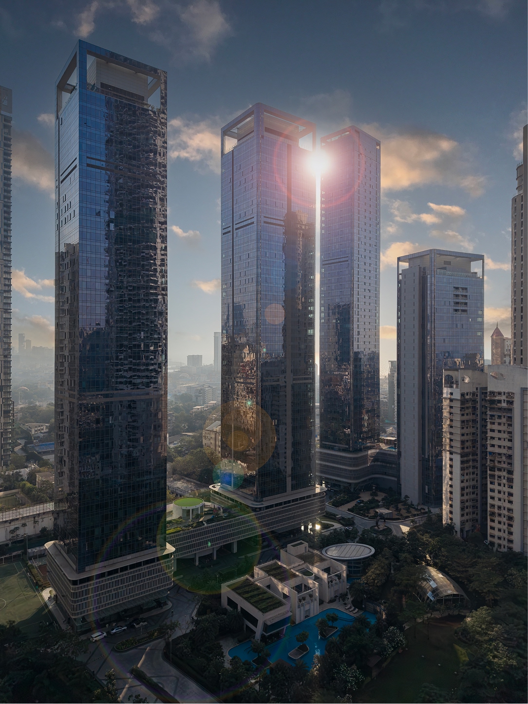 Aerial view of Blu Estate & Club on the Worli coastline