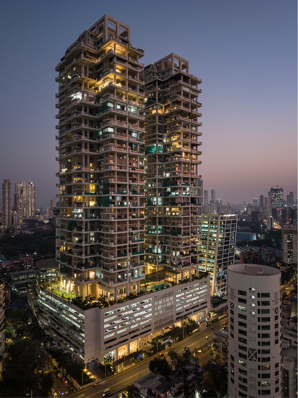 Evening aerial view of Sky Forest, Senapati Bapat Marg