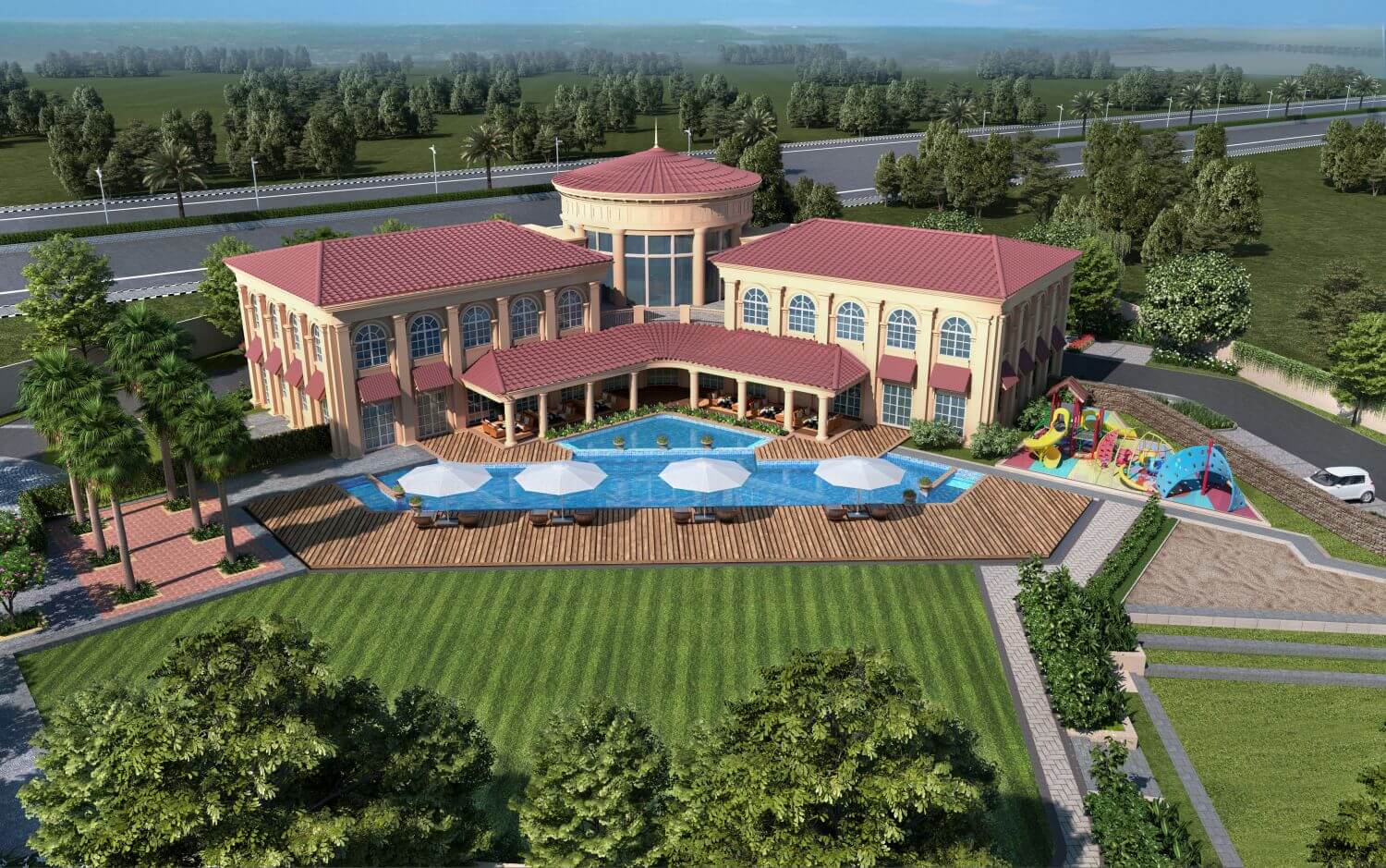 Swimming pool at Golf City Savroli — top view